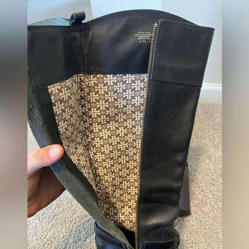 Tory Burch Blair Black Leather Knee-High Boots - Picture 10 of 10